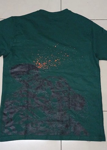 Yeşil Oversize Baskılı Erkek Tişört - Görsel 2