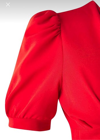 Kırmızı V Yakalı Düğmeli Midi Elbise - Görsel 4