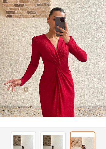 Bordo Drapeli Uzun Kollu Abiye Elbise