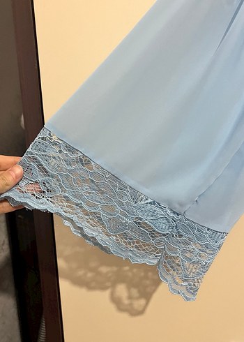 Mavi Bohem Nakışlı Uzun Elbise - Görsel 2