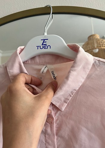 Pembe Uzun Kollu Keten Gömlek - Görsel 2