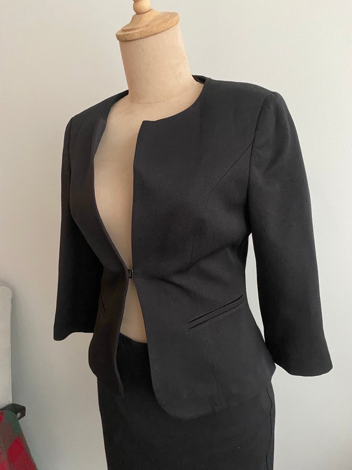 Kadın Siyah Mini Ofis Blazer Ceket - Görsel 2