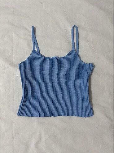 Diğer bebek mavisi askılı triko kumaş croptop S-M beden