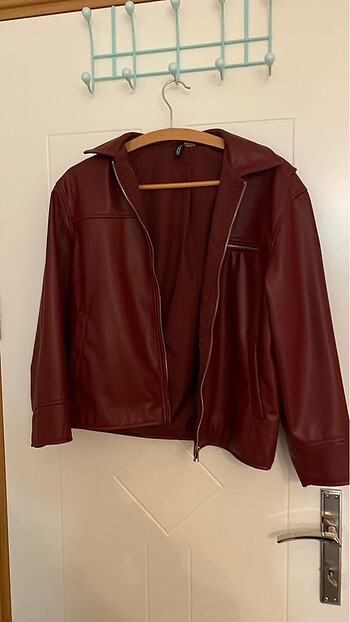h&m bordo deri ceket