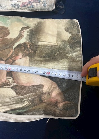 Mavi Vintage Desenli Kırlent Kılıfı - Görsel 4