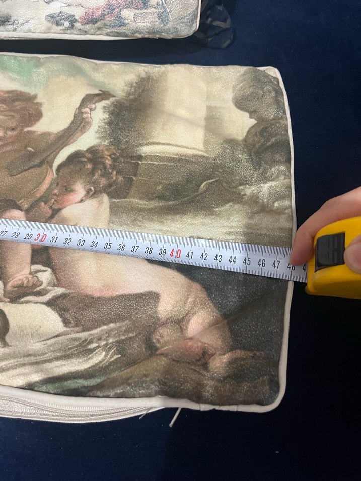 Mavi Vintage Desenli Kırlent Kılıfı - Görsel 4