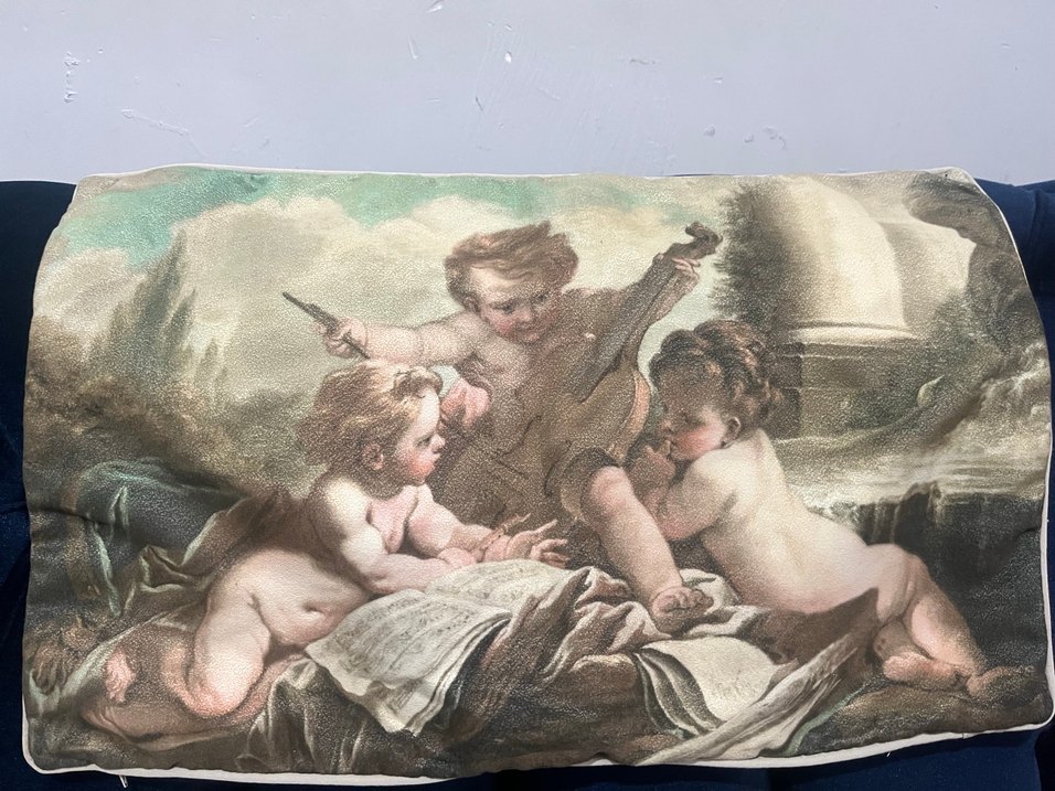 Mavi Vintage Desenli Kırlent Kılıfı - Görsel 2