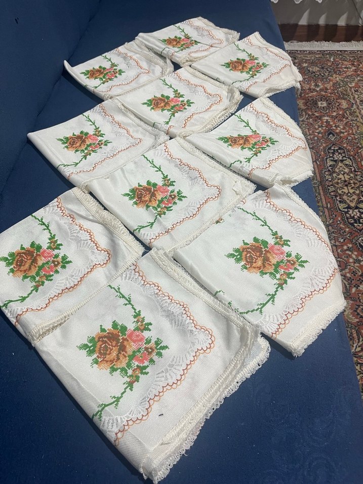 KANAVİÇE GÖRÜNÜMLÜ VİNTAGE TÜL PEÇETE - Görsel 2