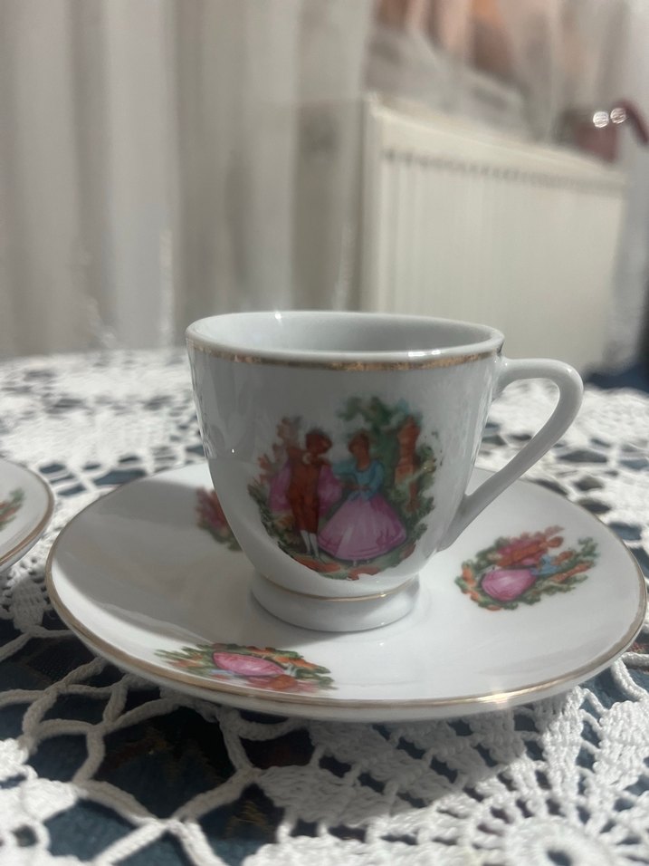 Frongad desenli altın yaldızlı  fincan - Görsel 2