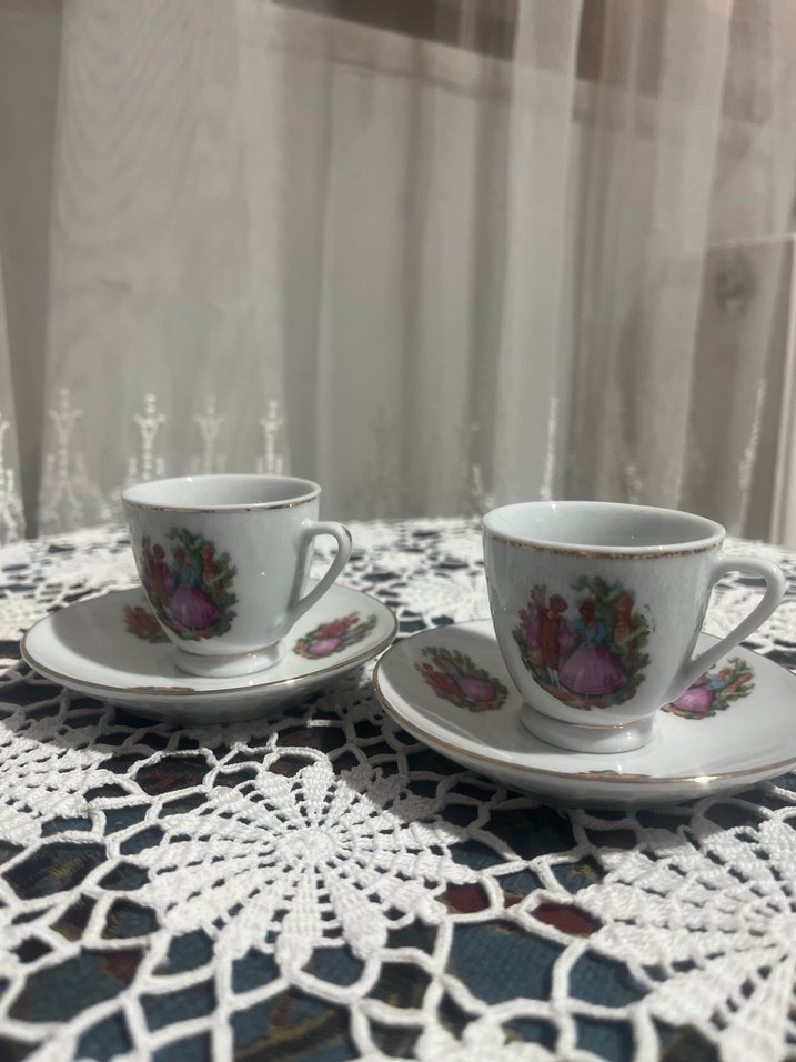 Frongad desenli altın yaldızlı  fincan - Görsel 5