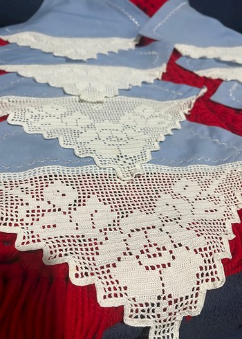 Dantel Detaylı Geleneksel Mavi Peçeteler - Görsel 4