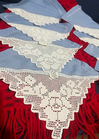 Dantel Detaylı Geleneksel Mavi Peçeteler - Görsel 3