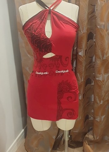 Kırmızı Straplez Mini Drapeli Elbise