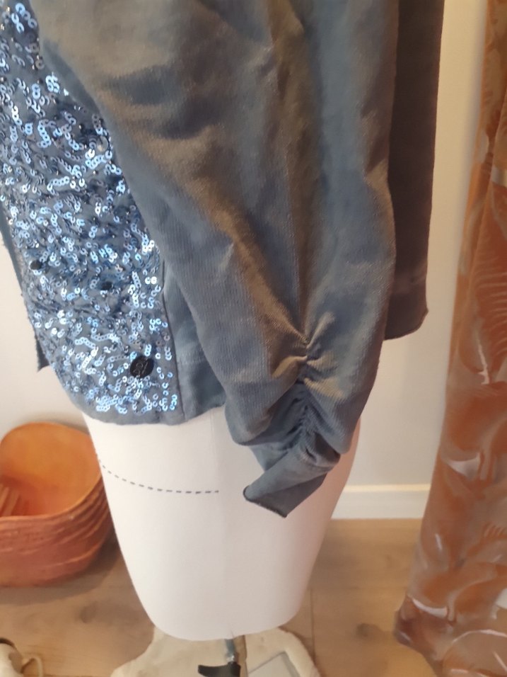 Gri Straplez Uzun Kollu Denim Bolero - Görsel 3