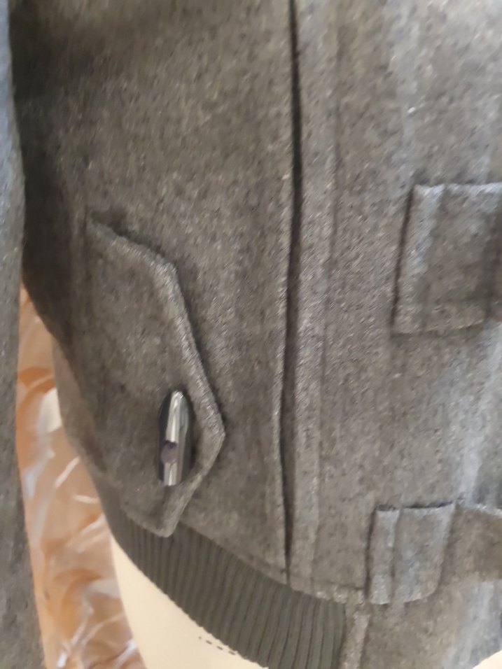 Gri Düğmeli Midi Hamile Kaban - Görsel 4