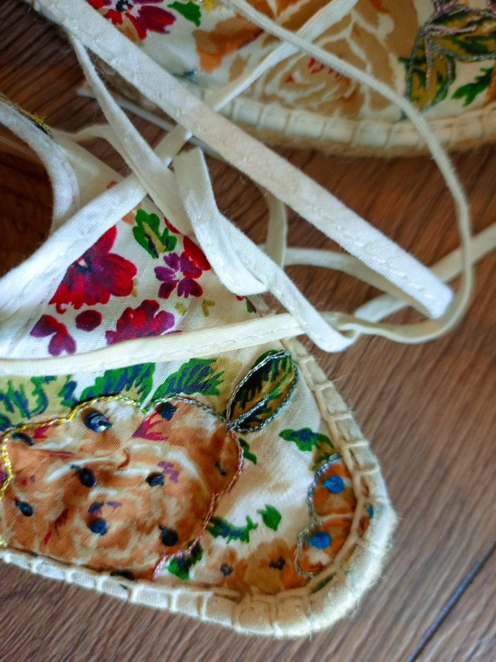 Çiçek Desenli Beyaz Dantel Espadril - Görsel 2