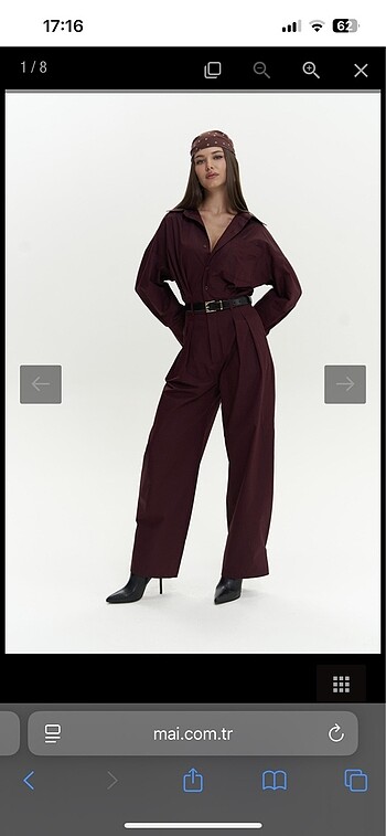Mai collection olney kemer detay uzun bordo tulum