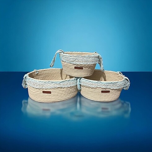 Krem Tress çok amaçlı düzenleyici sepet organize 3 lü set hediye
