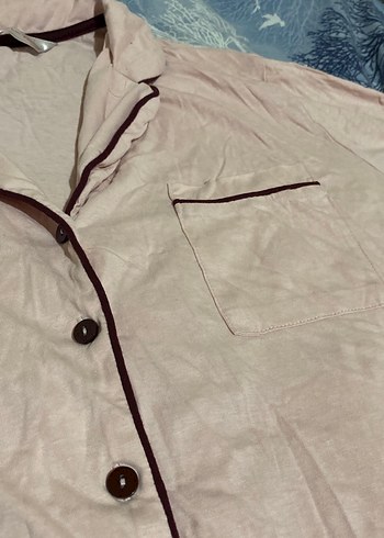 Düğmeli Uzun Kollu Pamuklu Kadın pijama üst - Görsel 3