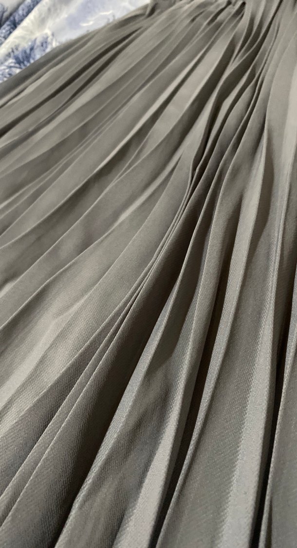 Gri Keten Pilili Uzun Etek - Görsel 3