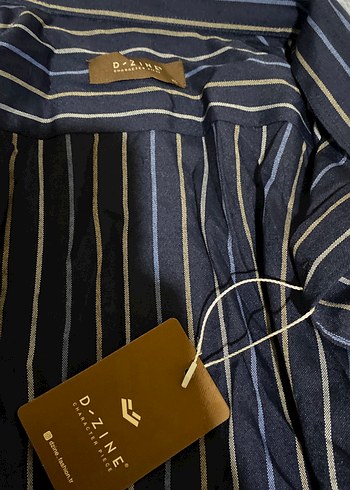 Erkek Lacivert Çizgili Uzun Kollu Gömlek - Görsel 2