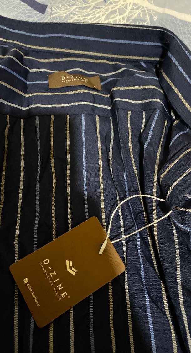 Erkek Lacivert Çizgili Uzun Kollu Gömlek - Görsel 2