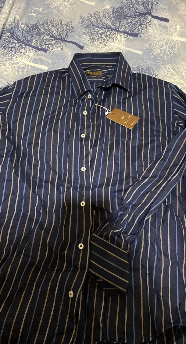 Erkek Lacivert Çizgili Uzun Kollu Gömlek - Görsel 3