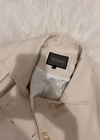 Bej Midi Düğmeli Kadın Klasik Kaban - Görsel 3