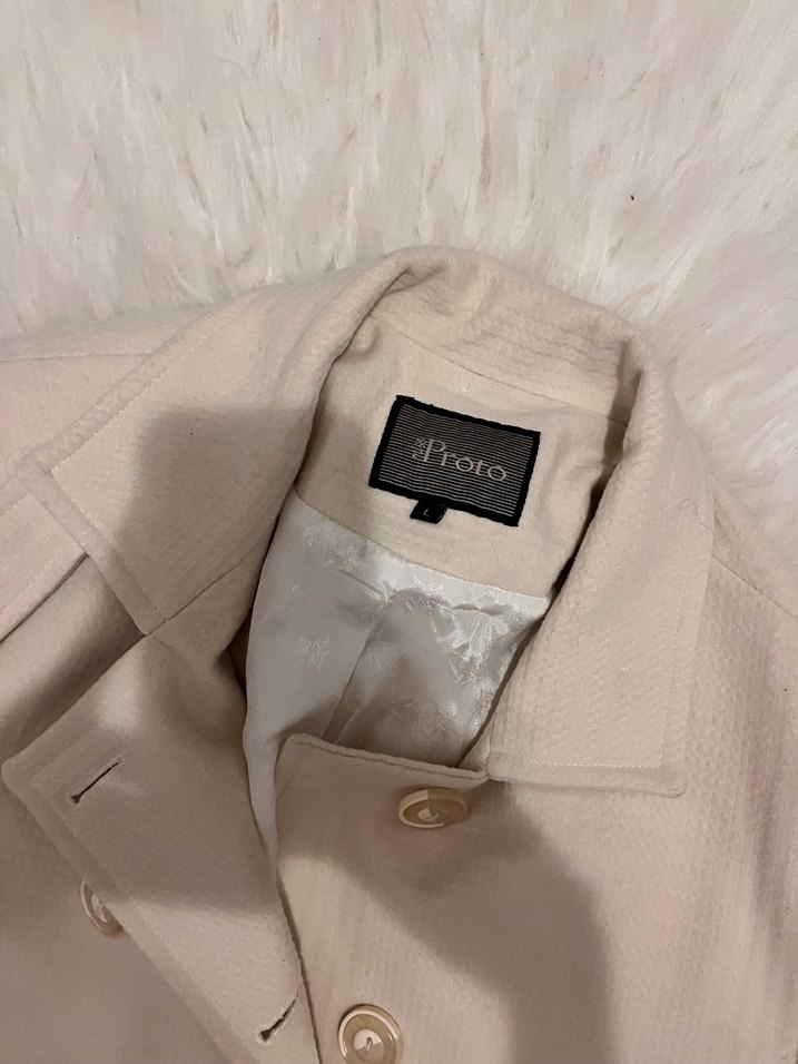 Bej Midi Düğmeli Kadın Klasik Kaban - Görsel 3