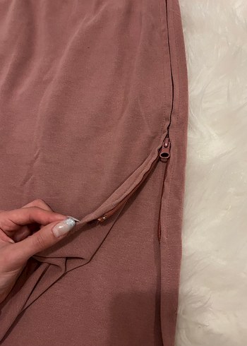 Pembe Midi Yırtmaçlı Kadın Etek - Görsel 2