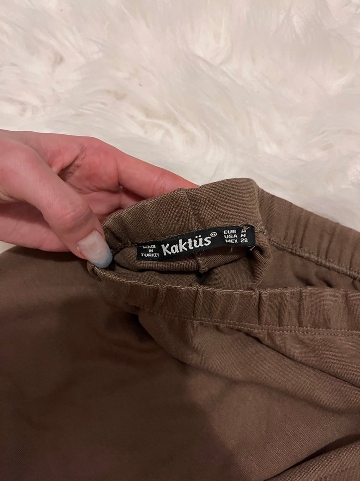 Kahverengi Kadın Midi Yırtmaçlı Etek - Görsel 3