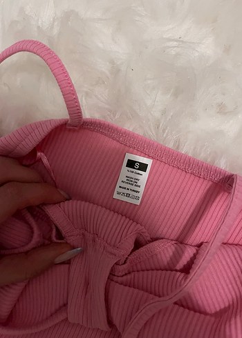 Pembe V Yaka İnce Askılı Mini Elbise - Görsel 2