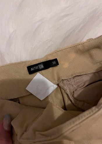 Bej Kadın Keten Kumaş Pantolon - Görsel 2