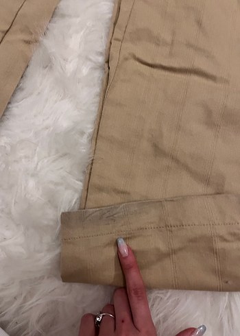 Bej Kadın Keten Kumaş Pantolon - Görsel 3