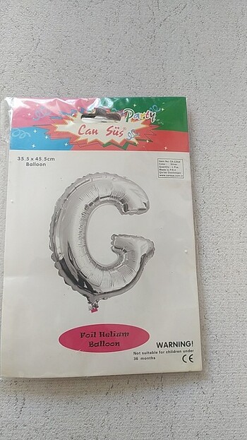 G harfi gümüş renk balon 