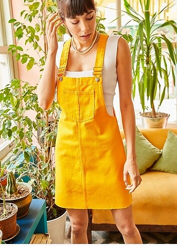 Denim Salopet Elbise 
