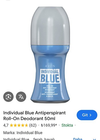 Individual Blue Erkek Roll-On Deodorant 50ml