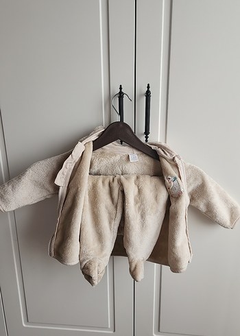 Kız Çocuk Bej Kapüşonlu Ceket ve Polar Alt Üst - Görsel 2