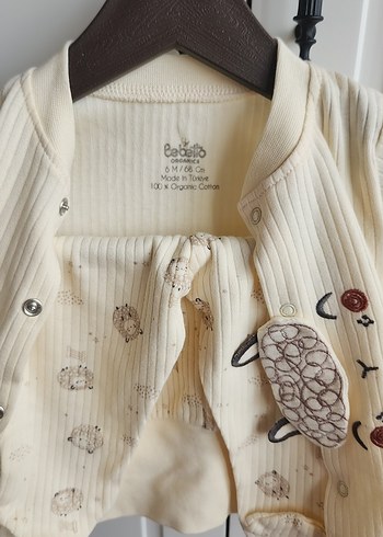 Beyaz Nakışlı Kısa Triko Bebek Alt Üst Takım - Görsel 3