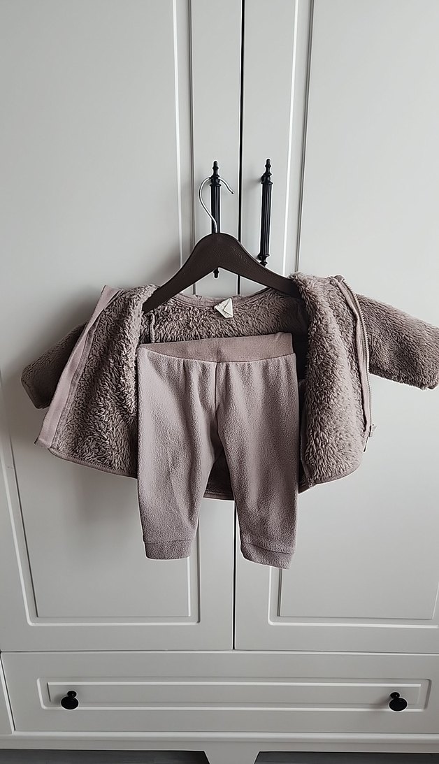 Kürklü Kapüşonlu Erkek Çocuk Kahverengi Hırka Takım - Görsel 3