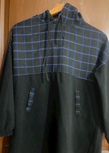 Kadın Siyah Ekose Desenli Sweatshirt