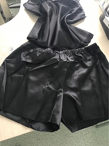 xl Beden siyah Renk Miorre Saten Atlet Şort Pijama Takımı,xxl