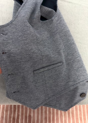 Gri Erkek Çocuk Düğmeli Yelek - Görsel 6