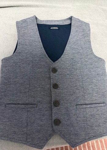 Gri Erkek Çocuk Düğmeli Yelek - Görsel 2