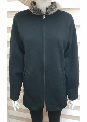 Siyah Fermuarlı Kadın hırka Ceket triko - Görsel 2