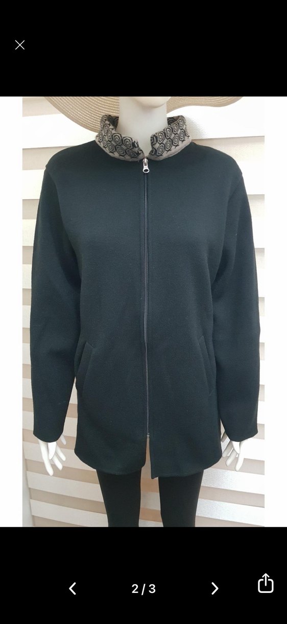 Siyah Fermuarlı Kadın hırka Ceket triko - Görsel 2