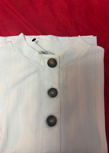 Düğmeli Beyaz Kadın Pamuk tshirt - Görsel 6