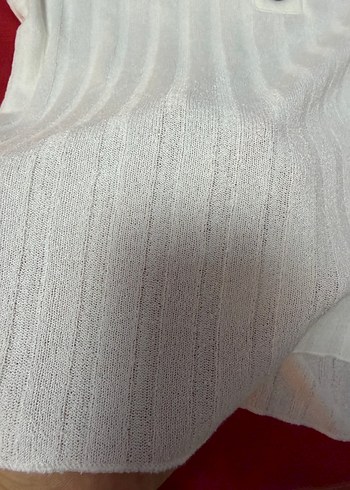 Düğmeli Beyaz Kadın Pamuk tshirt - Görsel 7