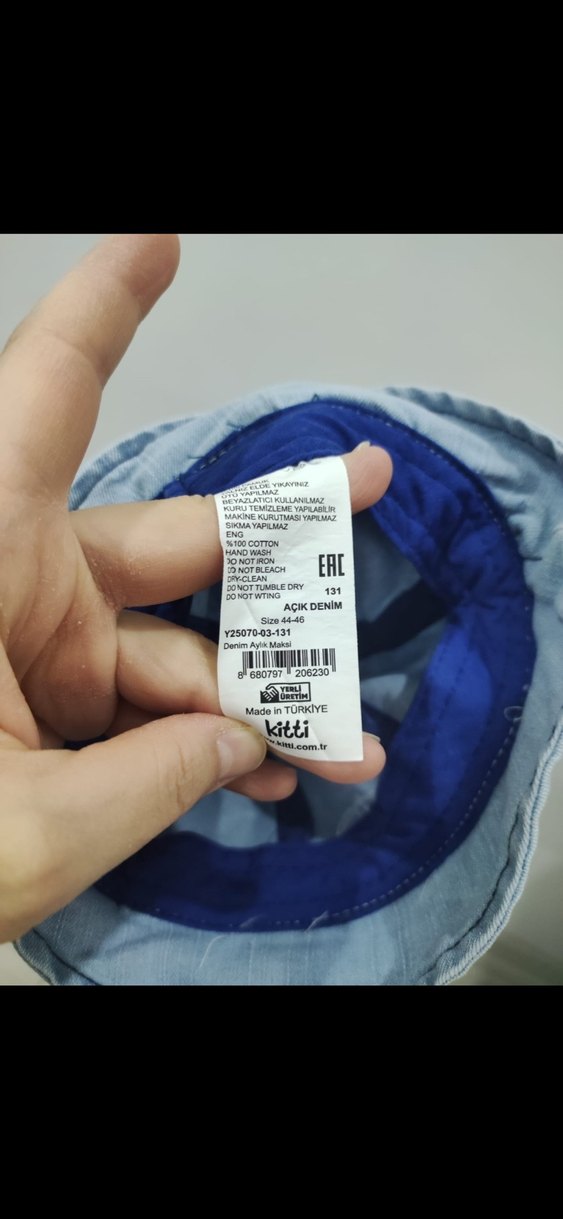 Çocuk Denim Düğmeli Şapka - Görsel 3