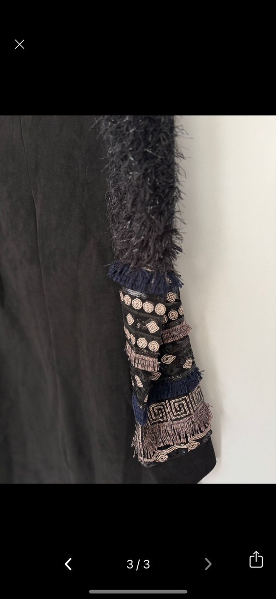 Kürk Detaylı Siyah Gotik Uzun Kollu Elbise - Görsel 3